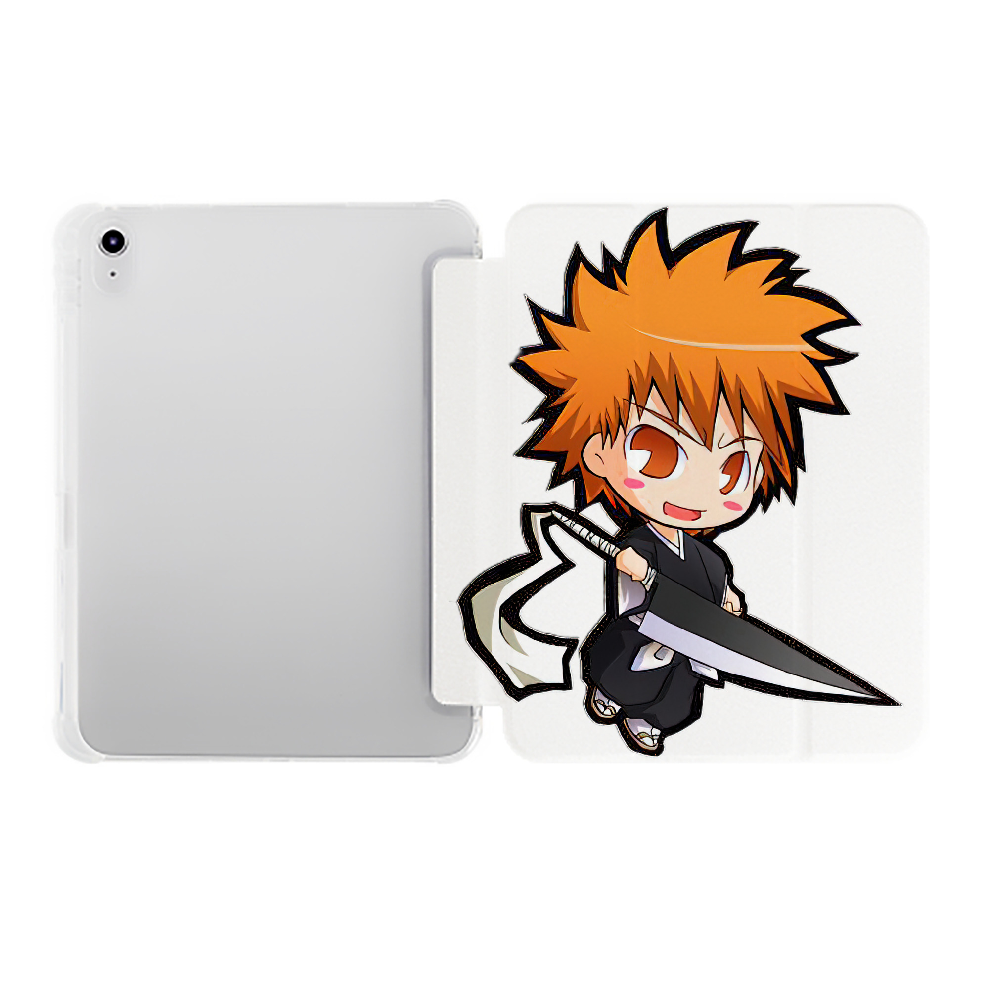 （画像用） ブリーチ 黒崎一護（くろさき いちご）BLEACH Kurosaki Ichigo IPad ケース ペン収納付き 三つ折りスタンド PUレザー×シリコン 対応機種9.5/10.5/10.9インチ